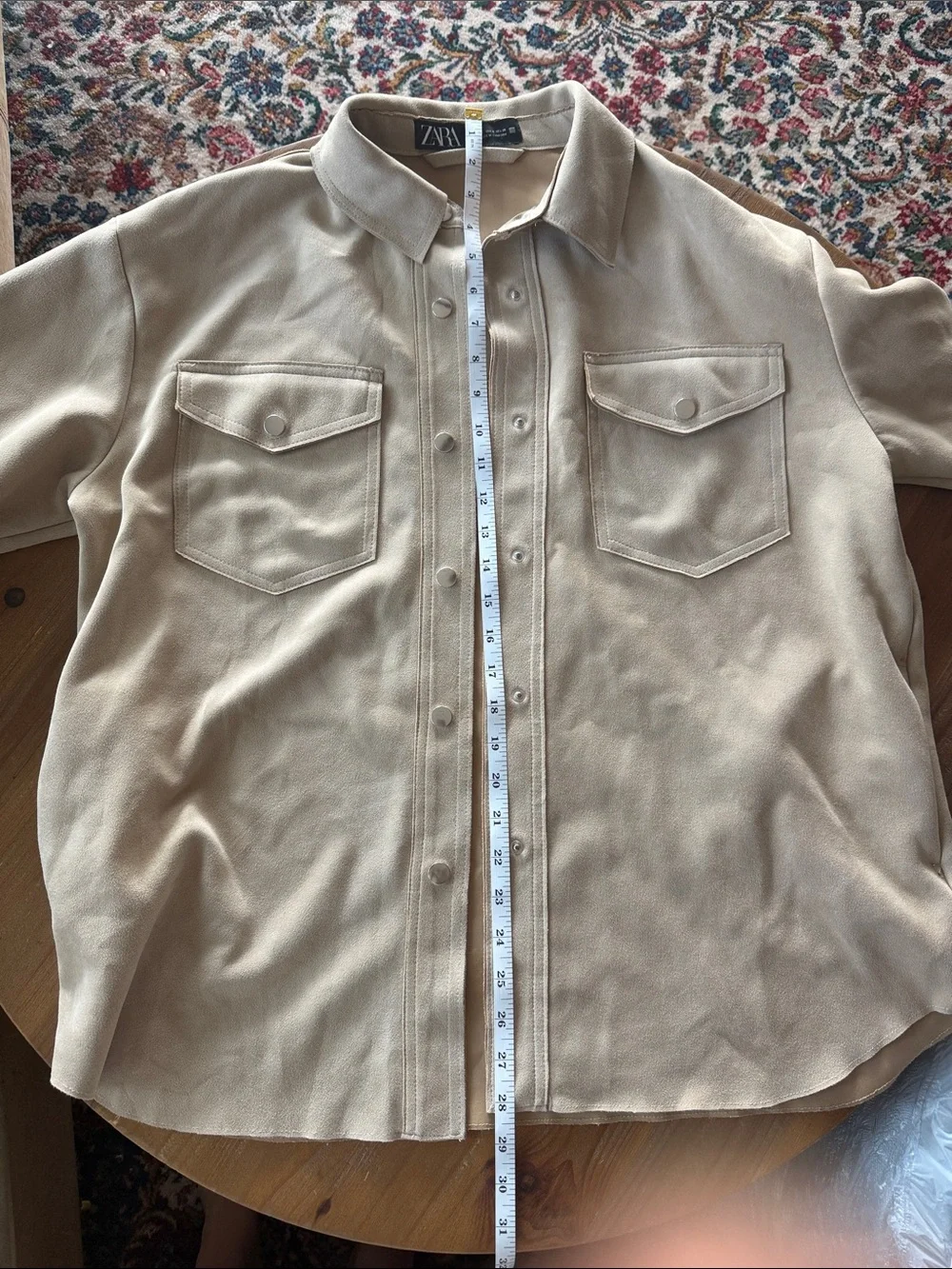 ZARA Oversized Women’s Light Beige Utility Shirt Jacket